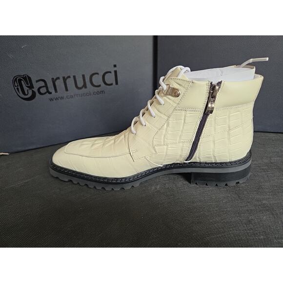 CARRUCCI Men\'s Lace-up Boots Alligator Embossed Bone Size 9D main image 7